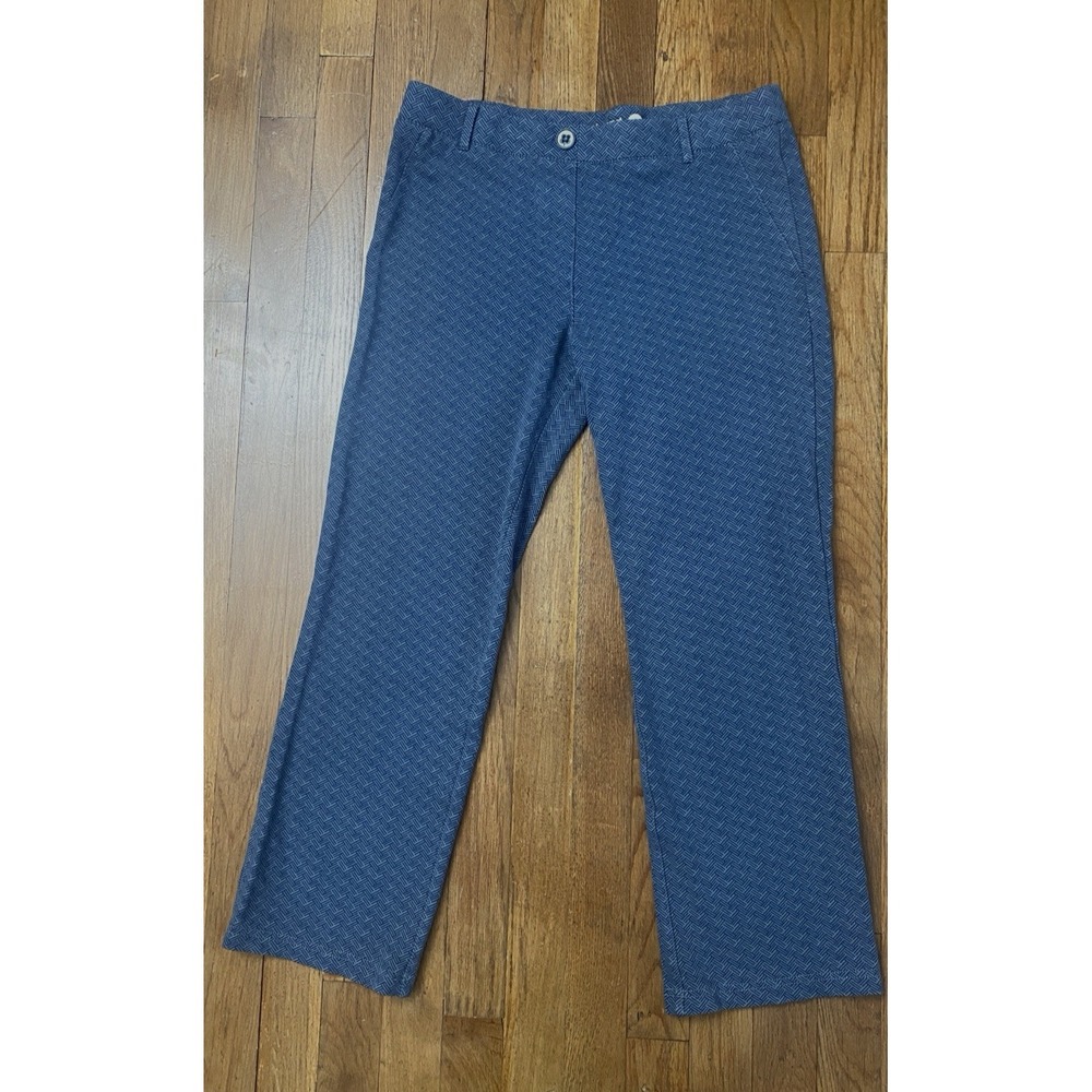 Betabrand Yoga Dress Pants Size‎ Large Two Pocket Blue Herringbone Athleisure - Picture 2 of 10